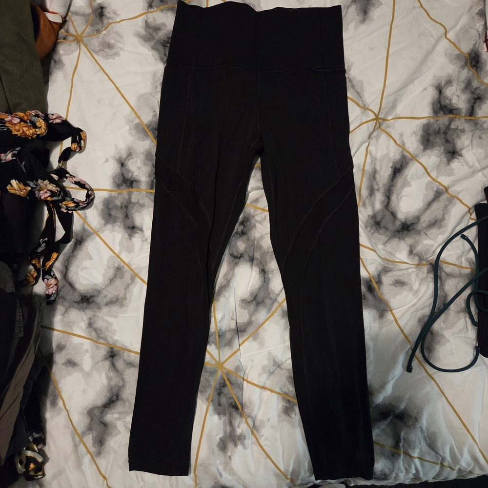 Athleta Black Mesh Detail Tights